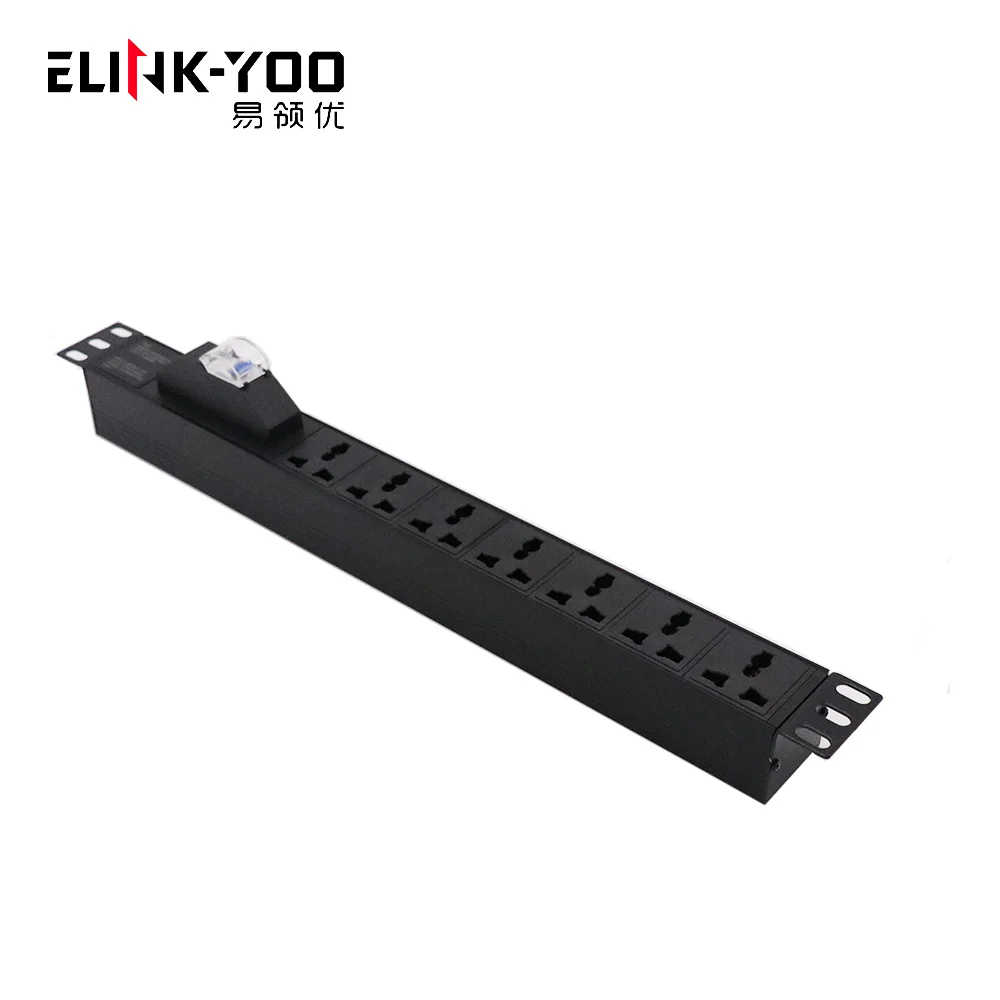 Specialty universal 10A PDU 1U 19 inch 7 socket with 1P circuit breaker for cabinet power distribution unit