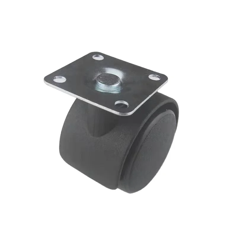 2 Inch Double Wheel Castors Furniture Moving Wheels Swivel Threaded Stem Twin Caster Plastic PVC Office Chair Caster