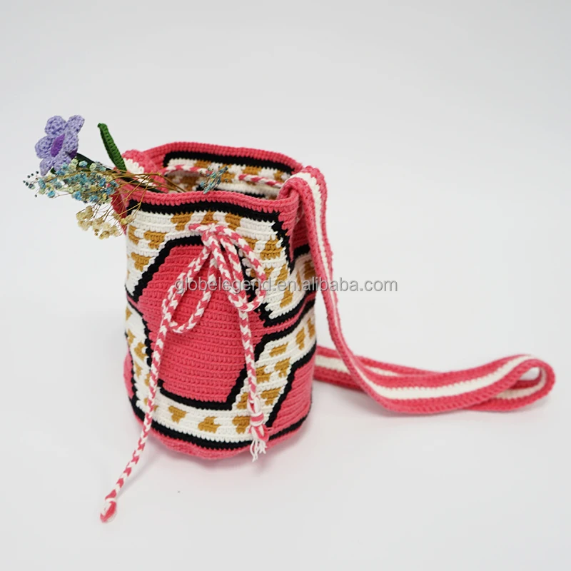 Crossbody Handbag Bolso Wayuu Mochila Crochet Shoulder Handicraft Cotton bucket bag women