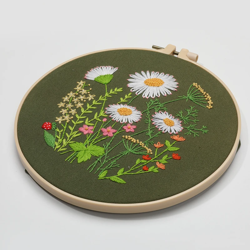 Набор для вышивки «сделай сам», стартовый набор с цветочным узором, штампованная ткань для взрослых, для начинающих, наборы для вышивки крестиком с обручем, декоративно-прикладное искусство