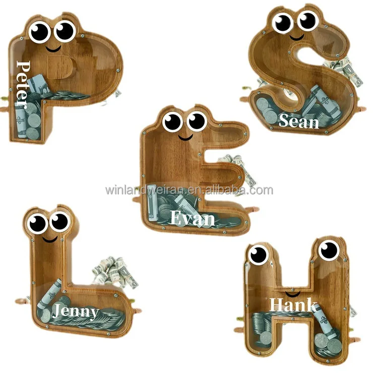 Wooden Large Letter Money Bank Letter Coin Bank Piggy Bank Money Saving Box