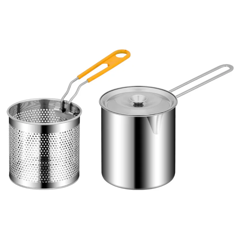 High Quality 304 Stainless Steel Deep Fryer Pots With Fry Basket Multifunctional Mini Oil Filter Pot