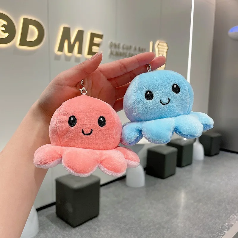 Cute Ocean Animal Student Backpack Pendant Keyrings Plush Doll Wholesale Flipped Plush reversible octopus keychain plush