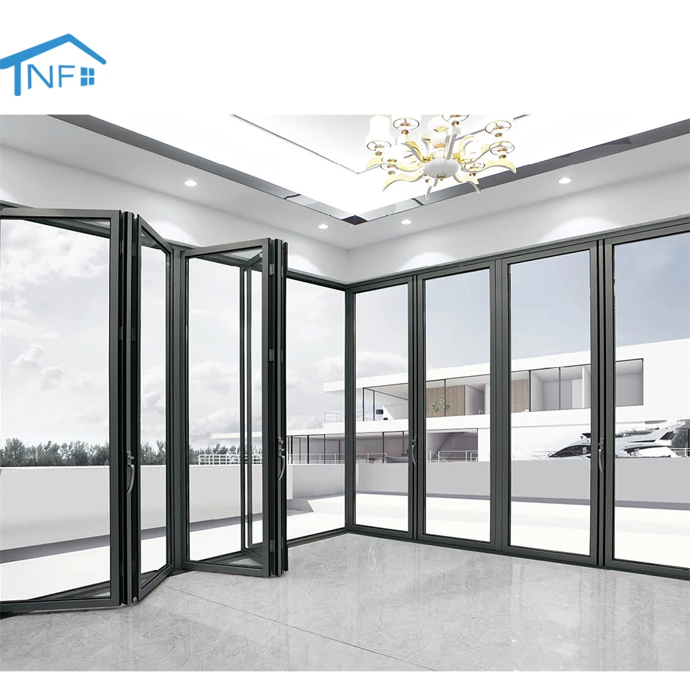 Aluminum profile frame folding bifold door for terrace sunshrine bifold doors