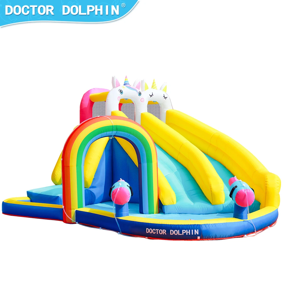 Doctor Dolphin Special Colorful Large Pool Inflatable Bounce House Water Slide Jumping Castle For Kids