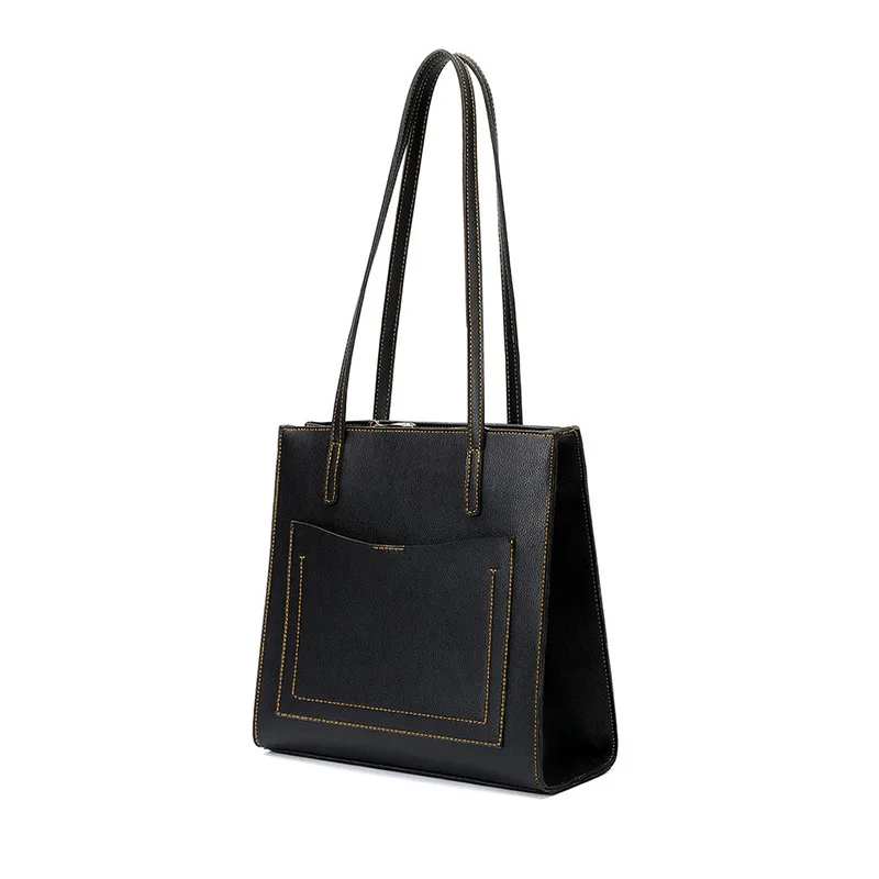 Big Bags Women thread Black tote bags popular large capacity square ladies designer leather tote satchel