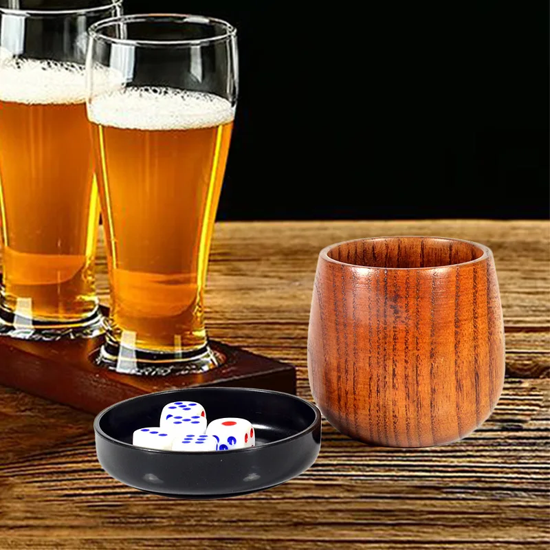 Solid Wooden Anti-Fall Sieve Cup KTV Bar Entertainment Supplies Shake Set Food Stall Barbecue Dice