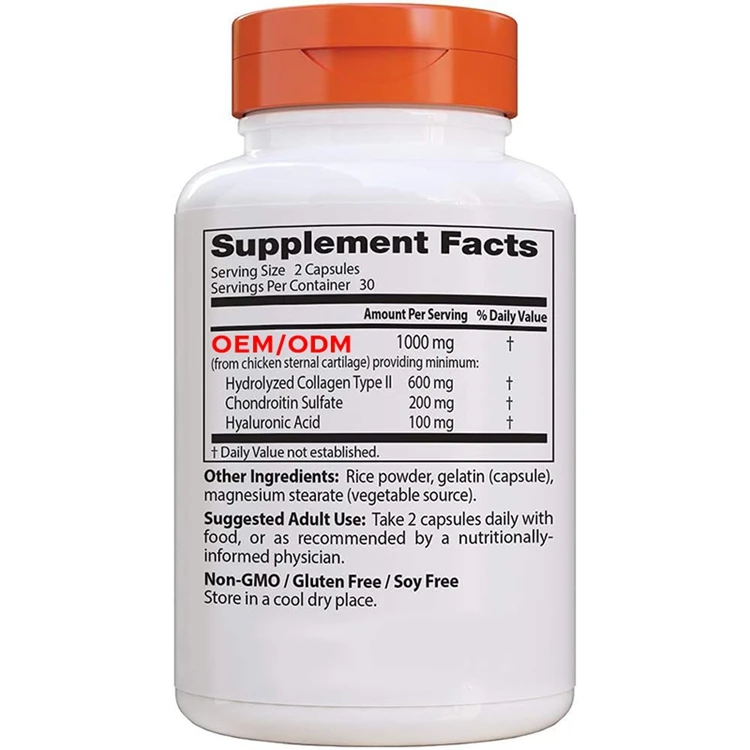 60 Caps Hyaluronic Acid with Chondroitin Sulfate Non-GMO Gluten Free Soy Free Joint Support