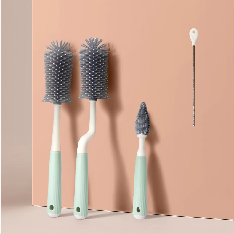 New Arrival Travel Baby Bottle Brush Set Rotating Cleaning Brush Kit with Straw for Cleaning and Washing Milk Bottles