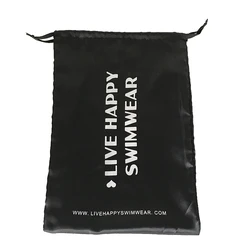 Custom Logo Printing white small drawstring satin wedding gift bags