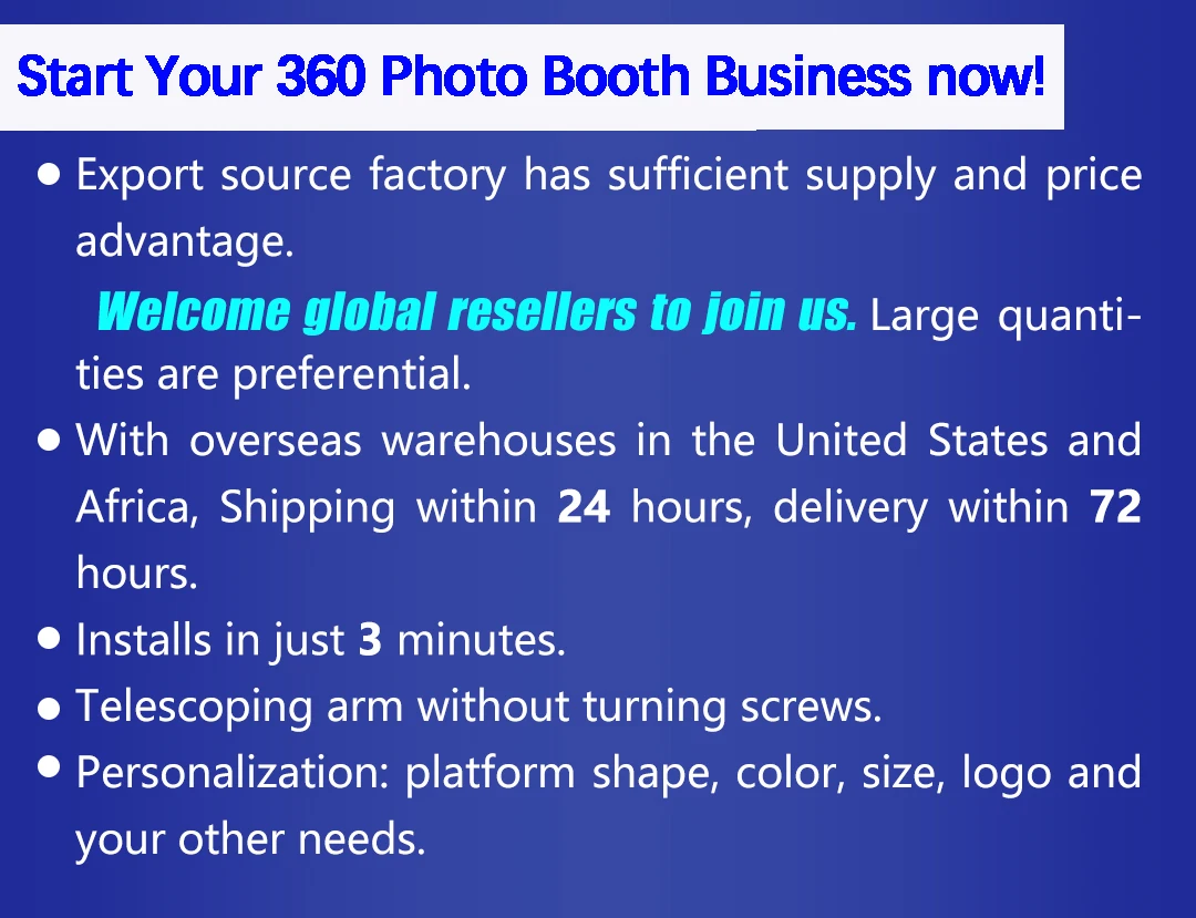 2025 New Adjustable 360 Photo Booth Wedding for Wedding and Event Used 360 Photo Booth New RGB 360 Degree LED Lighting