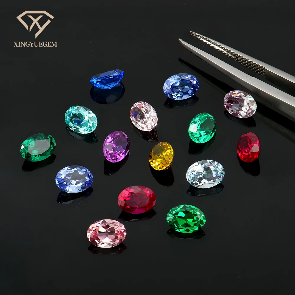 New arrival gem stone in bulk 1ct lab grown colored alexandrite aquamarine blue sapphire red ruby green emerald  loose gemstone
