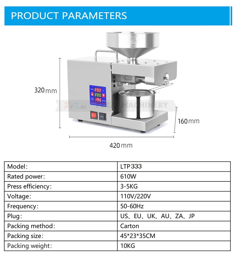 Automatic Oil Press Machine Oil Extractor Cold & Hot Pressing Machine For Peanut Coconut Olive Seed