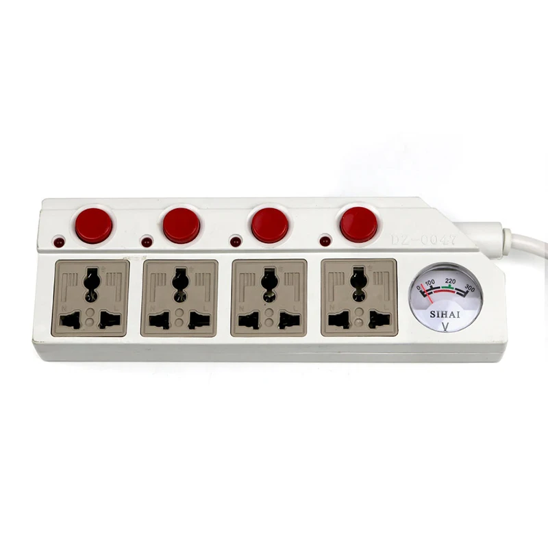 250V 4 gang Europe Universal /electrical Socket/ Extension Outlet/ Plug 3 Pin /power strip/ with Voltmeter