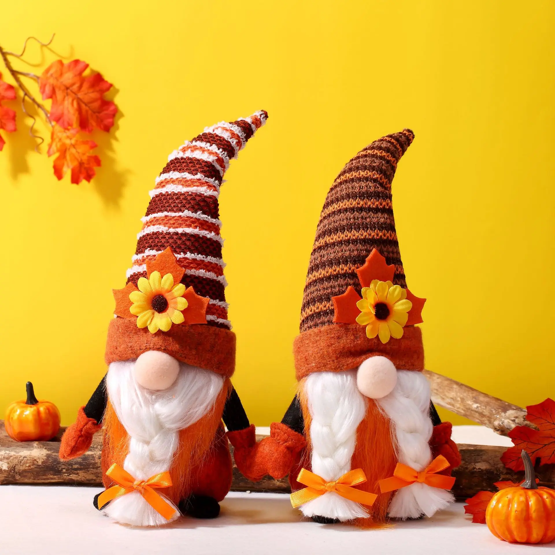 Gnomes Plush Dolls Harvest Maple Leaf Mini Doll Plush Toy Ornament Male/Female Type Faceless Doll