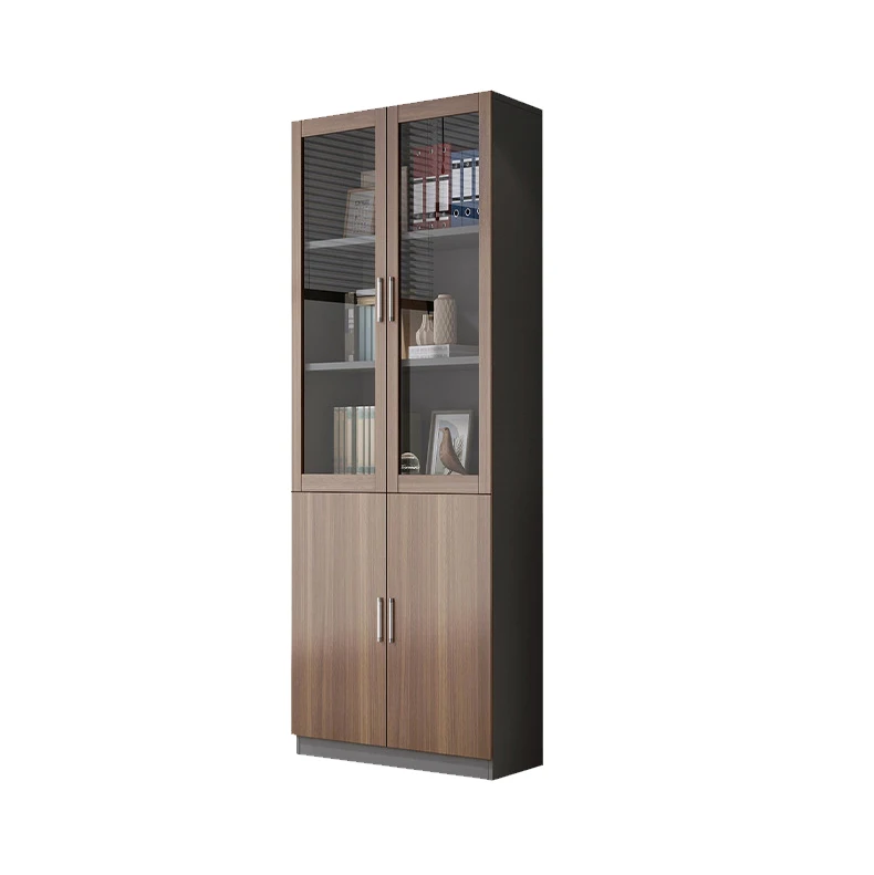 Supply office 5 glass doors simple book shelf wooden display file cabinet office cupboard