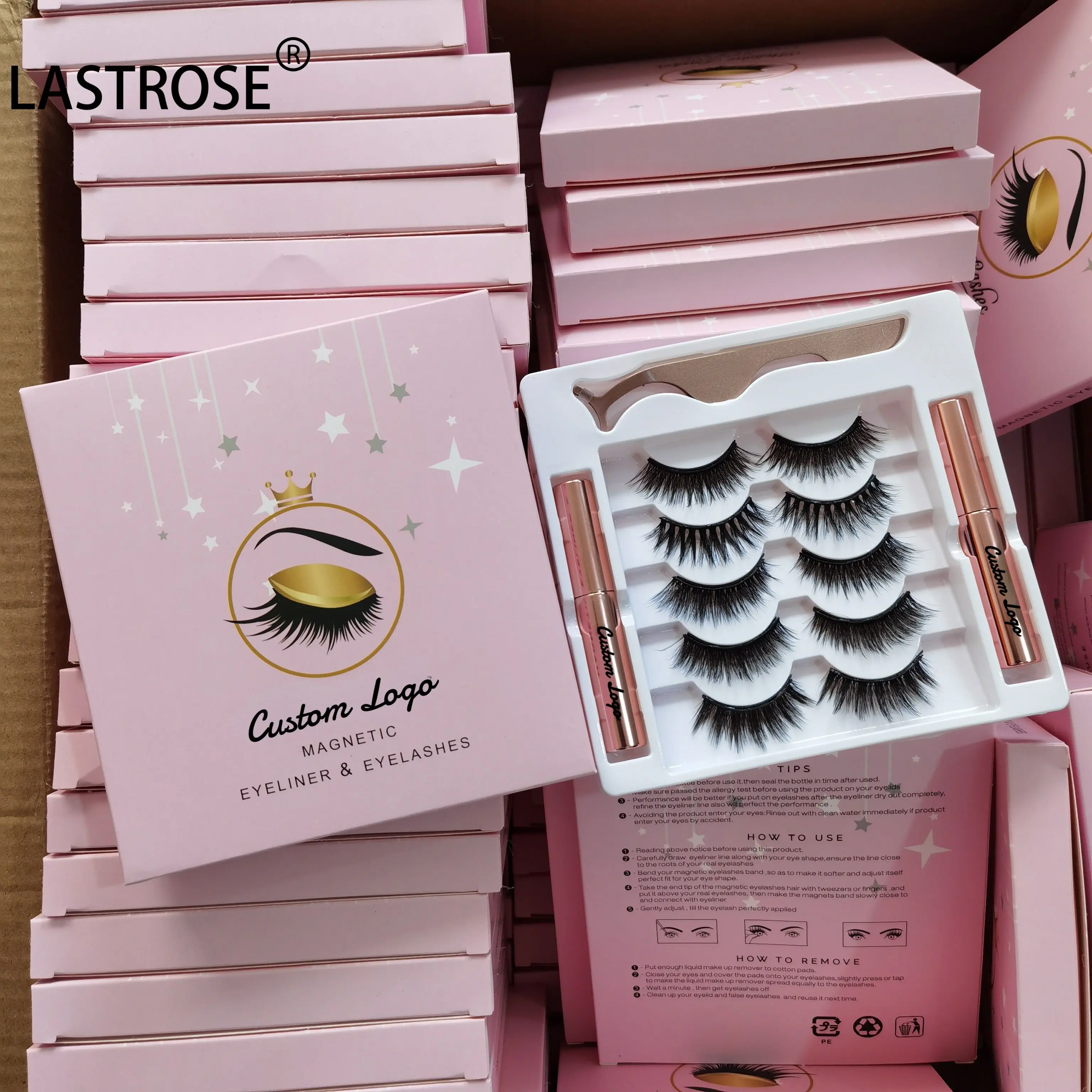 Factory Price Reusable magnetic mink eyelashes with eyeliner False Eyelashes 3d 5 magnets magnetic eyelashes