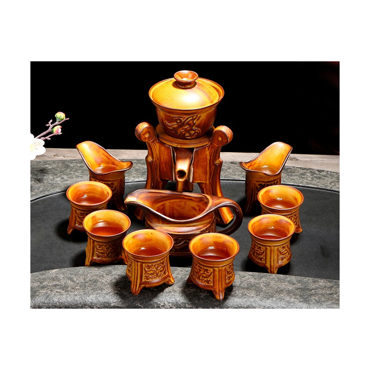 Ancient tea set customized Full Diamond Round Art WALL decorative paintings diamond art painting kit diamond painting