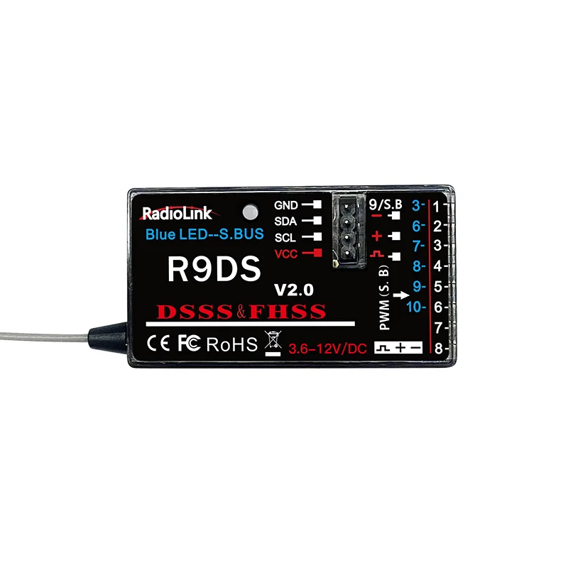 China Manufacturer RadioLink 4K range RC radio control receiver R9DS 2.4ghz SBUS/PWM signal output 9/10 channels RC receiver