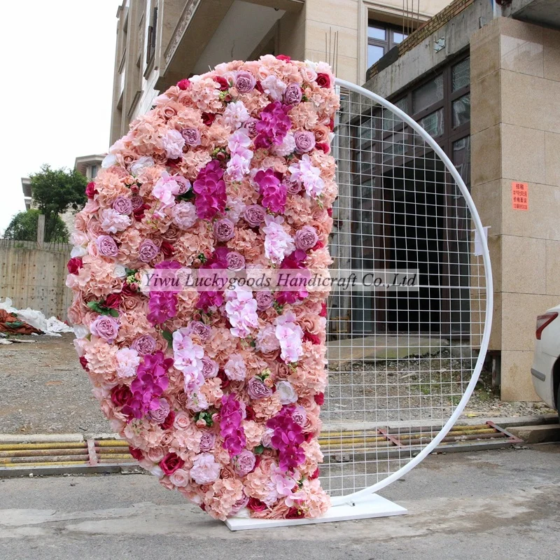 LFB1300 artificial rose and hydrangeas round arch backdrop for wedding decorations
