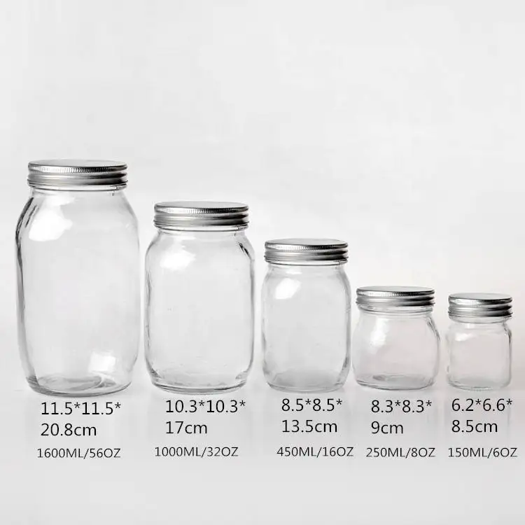 Food storage 16oz clear tea drinking glass mason jar with lid and straw glass spice jars