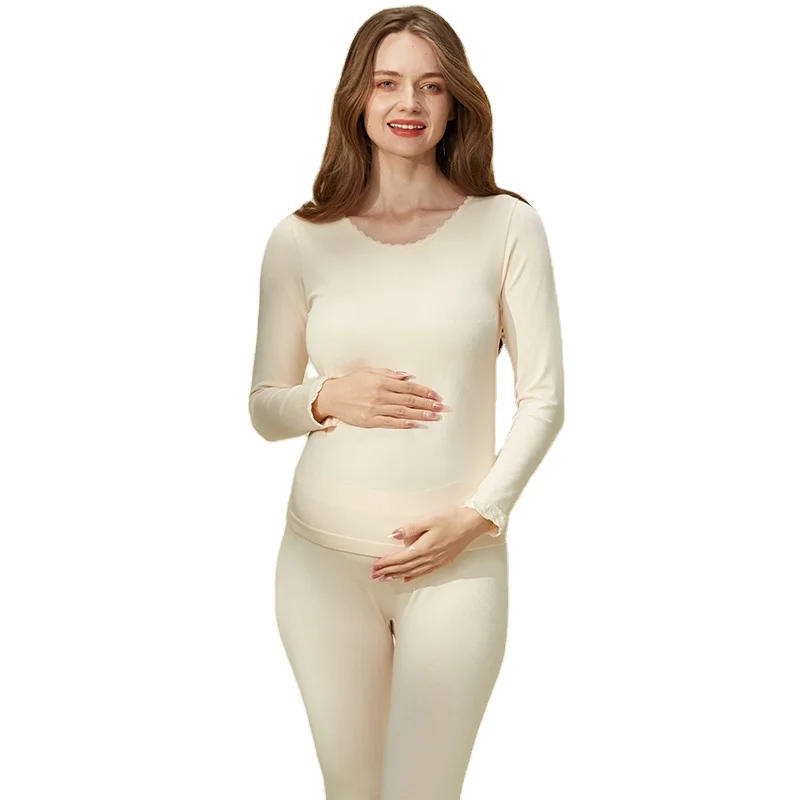 Factory Custom Fabric Wool Maternity Nursing Thermal Underwear For Women