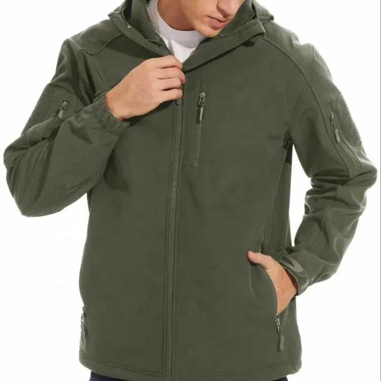 Men's Hoodies Softshell Tactical Jacket Casual Custom Waterproof Windbreaker Hiking Jacket Zipper Men Coats Polyester Adults