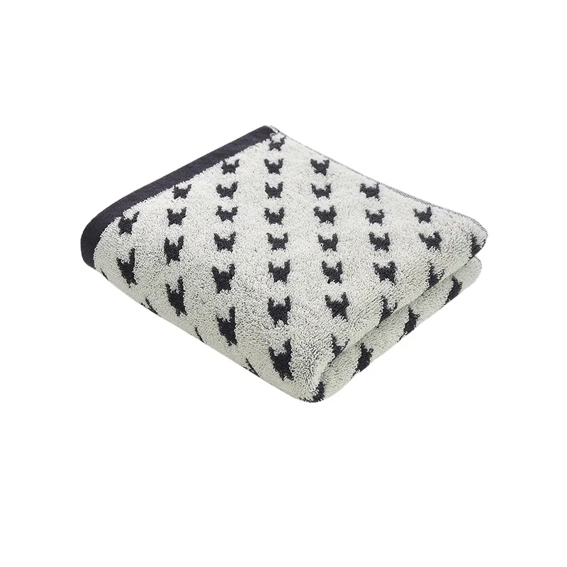 Wholesale  100% Genuine Cotton Checkerboard Houndstooth Hotel Spa Bath Towel Hypoallergenic Adults Children White Hand Towel