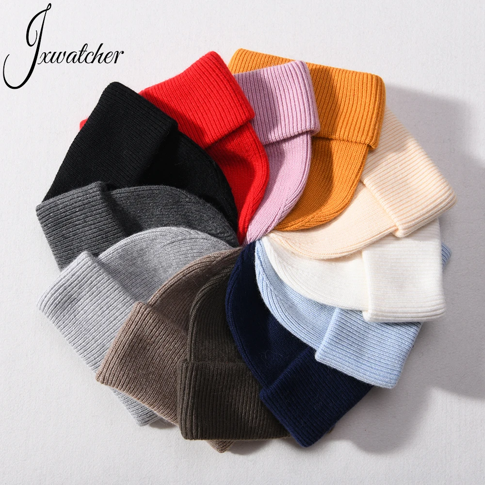 Striped Blank Solid Color Cuffed Wholesale Winter Hat Women Plain Unique Toque Thick Warm Soft Wool Knitted Hip Hop Beanie Hat
