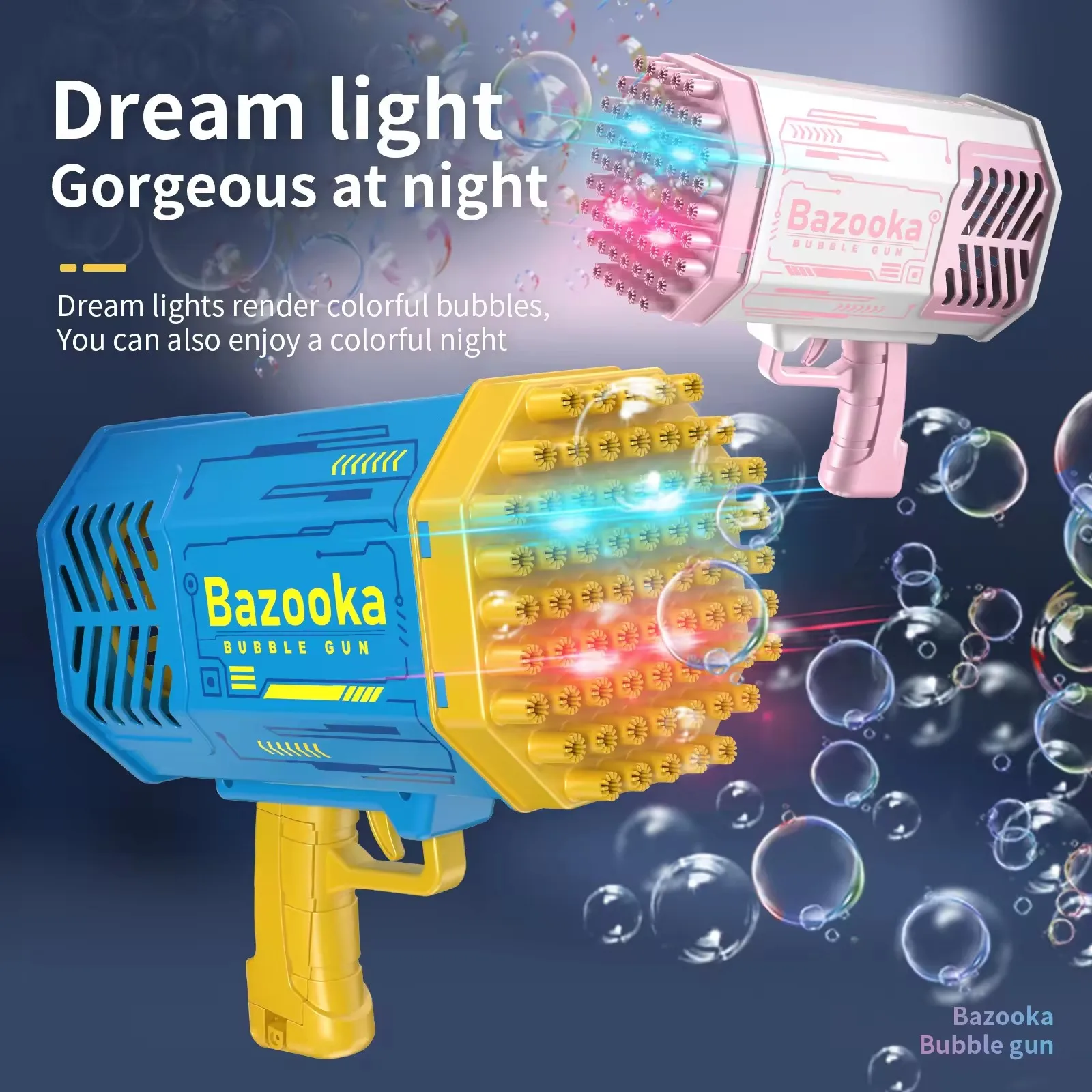 Plastic40 Holes Rocket Bazooka Bubble Gun Toys Rechargeable s Machine Outdoor Summer for Kids