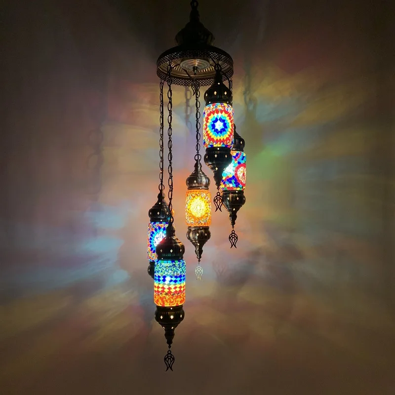 new arrival traditional mosaic lamp turkish colorful mosaic glass pendant light for restaurant