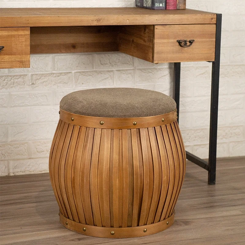 
Wooden batten woven stool Chinese style flannel wooden stool 