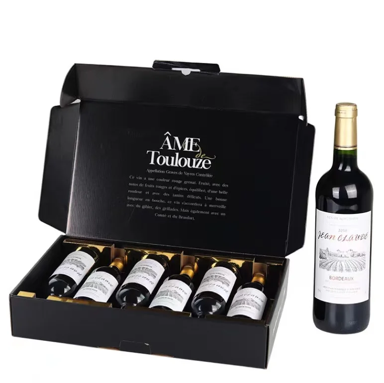 handle corrugated 3/4/5/6 Bottle box red wine champagne spirit whisky gin tonic vodka brandy mailer shipping box