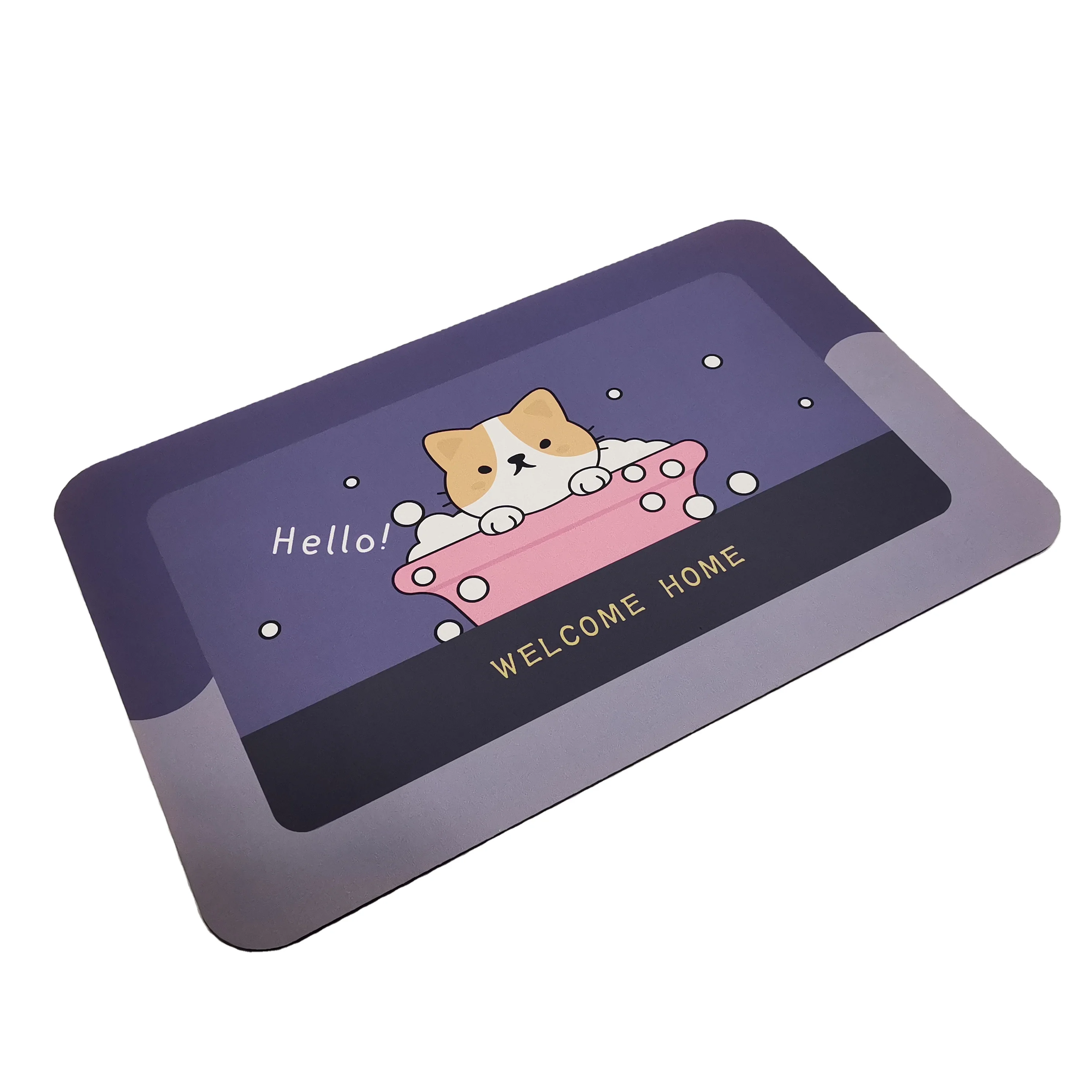 Animal cat print Bathroom Water Absorbent Rug Set Rubber Door Mats Anti Slip Diatom Mud Floor Mat Kitchen Carpet