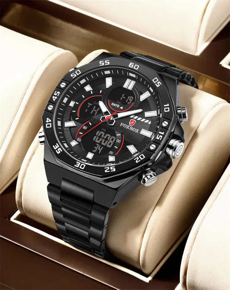 LIGE FB0060 brand agents China gents digital watch low price steel Strap Luminous double display storage Casual watch kit