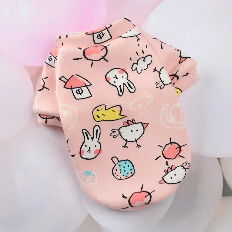 Pet supplies Cheap Comfort Breathable Cartoon Print cute Pet Dog winter Jumper T Shirt Clothes cotton dog clothes