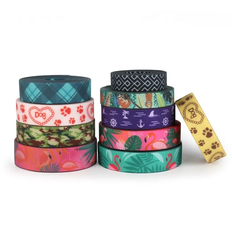 PVC transfer webbing waterproof ribbon manufacturer Dogs and Cats traction Belt collar strap customization