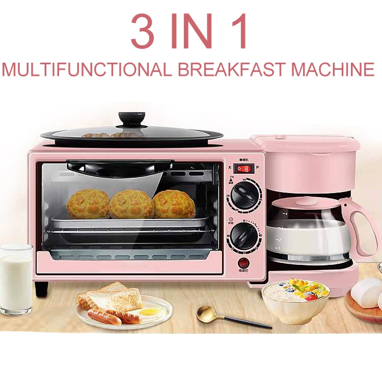 110v 220v in put voltage pink color Multifunctional 3 in 1 Electric Breakfast maker Machine OEM Customized