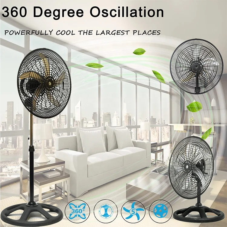 2022 hot sale 12 v dc fan Industrial Fan portable air cooling fan 360 degree 18 inch Stand /Wall/Floor 3in1 ventilateur