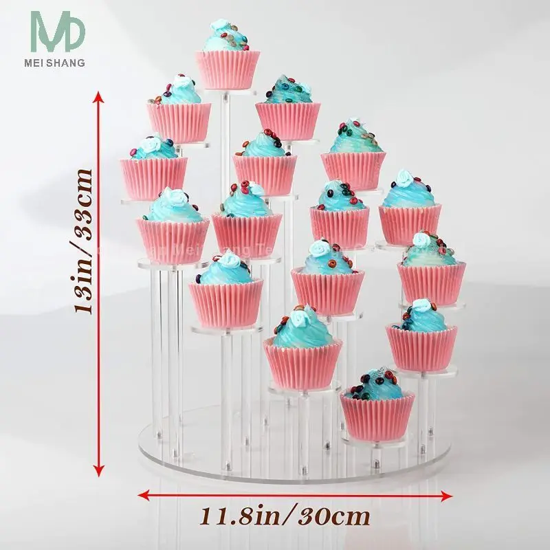 Factory 4 Tier Acrylic Cupcake Stand, Premium Cupcake Holder, Acrylic Cupcake Tower Display Cady Bar Party Decor Display