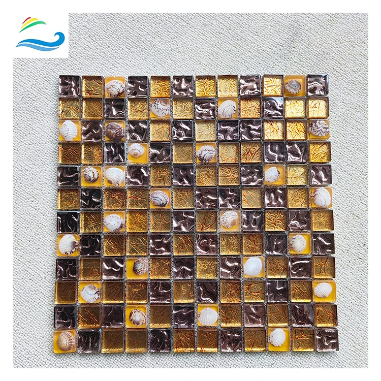 30x30 разноцветная Золотая декоративная плитка с инкрустацией в виде ракушки низкопоглощающая мозаика для ванной комнаты распродажа