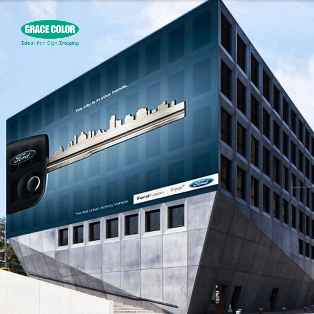 Крупноформатный виниловый сетчатый баннер 370gsm 1000*1000D/12*12 с УФ-печатью