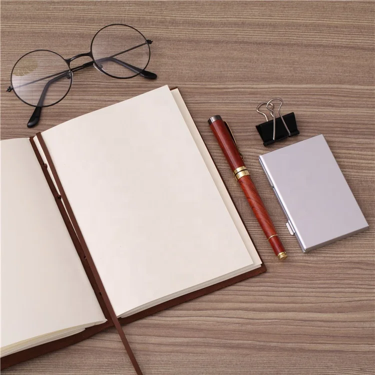 
Custom logo handmade refillable crazy horse leather cover vintage antique luxury leather journal travel school diary notebook 