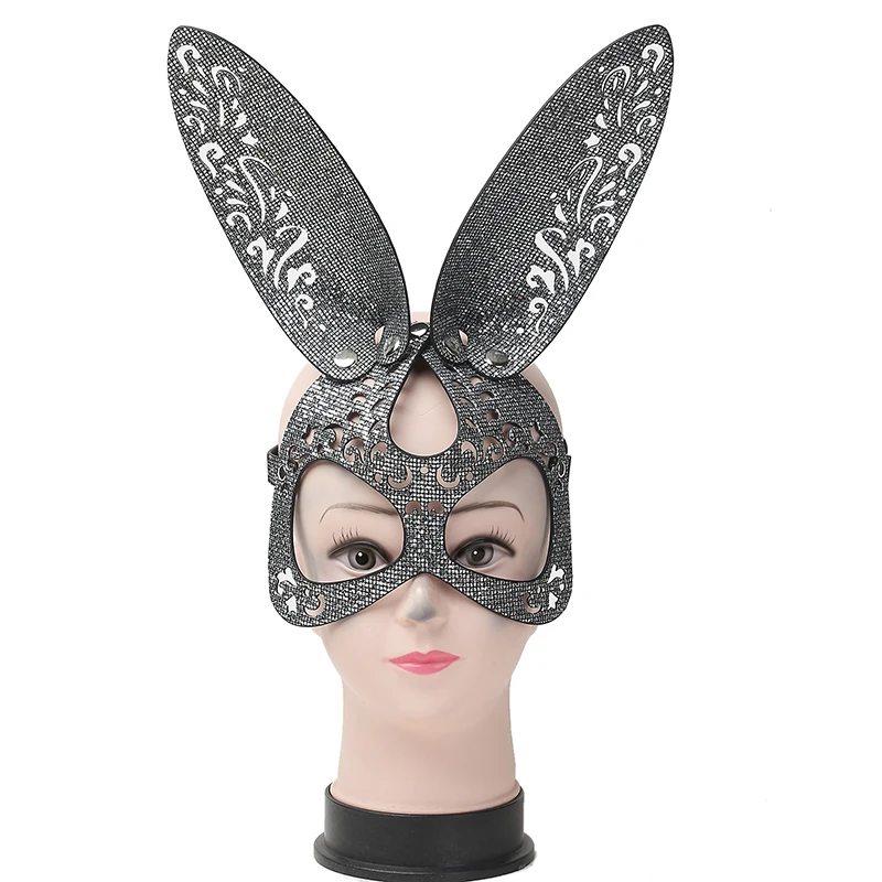 Leather Face Mask for Party Masquerade Men and Women Decorative Halloween Rave Party PU Chain Eye Mask