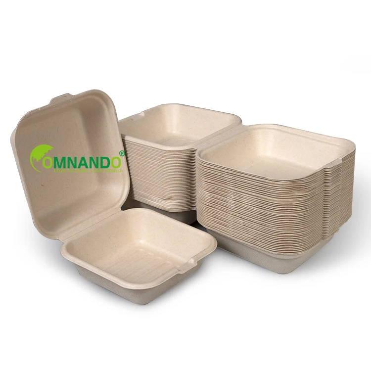 100% biodegradable food packaging hamburger box bagasse lunch box