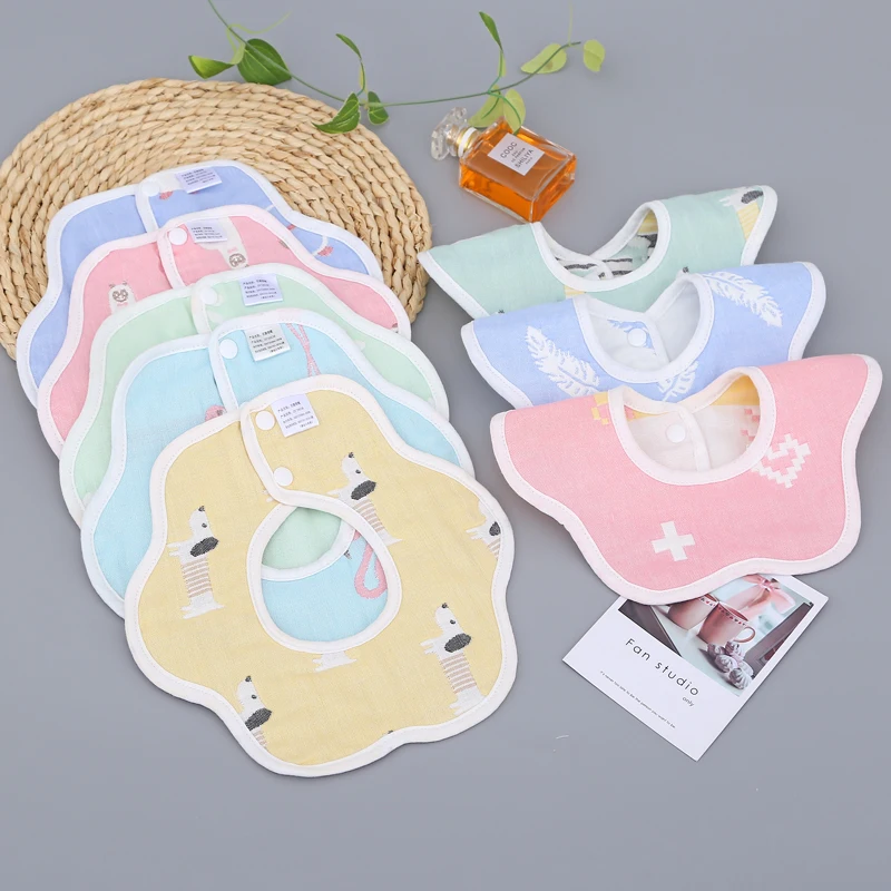 
Wholesale waterproof newborn baby cotton burpy bib droll babi girl bib customized muslin cloth plain white baby bibs 