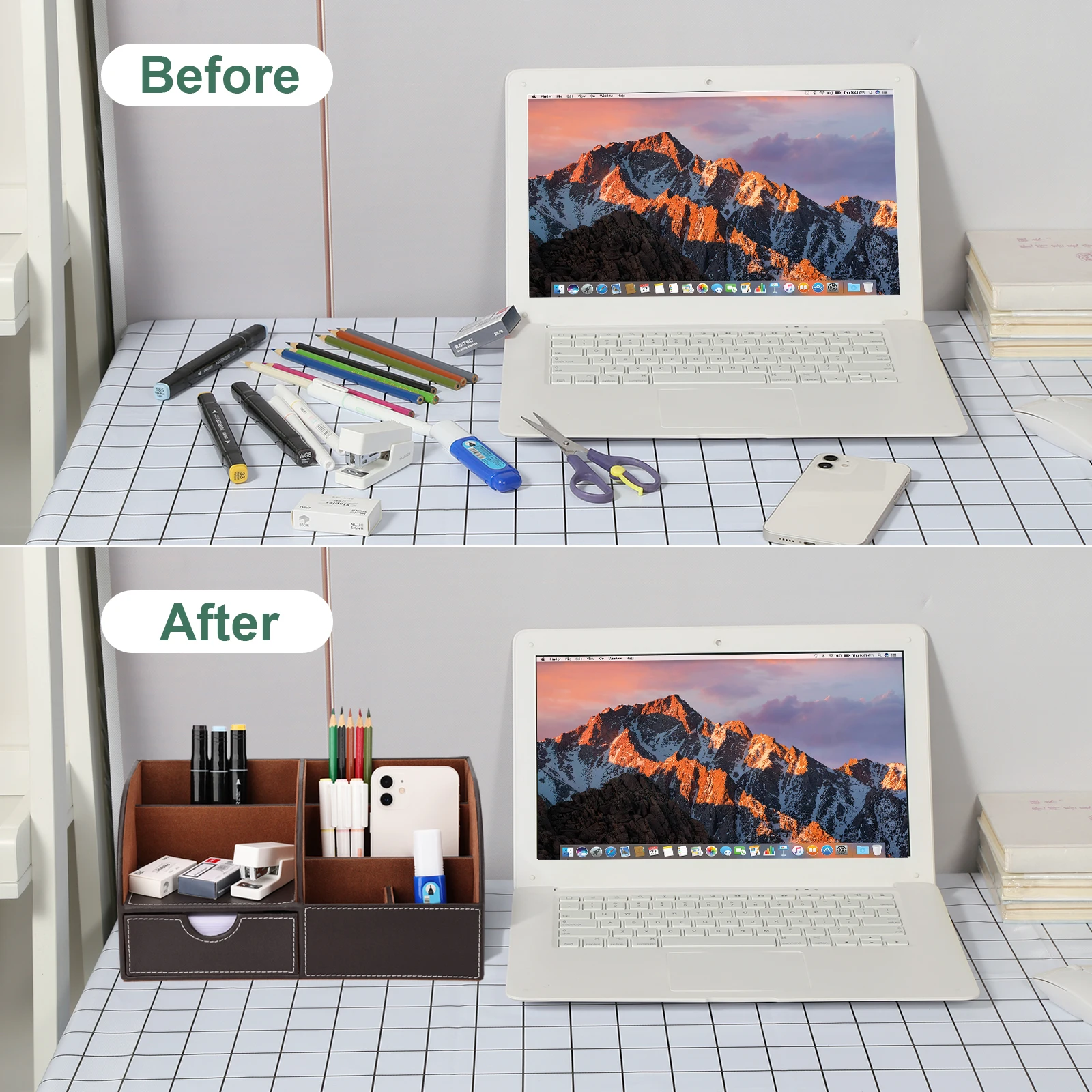 Home Accessories Leather Organizer Multifunction Leather Storage Boxes