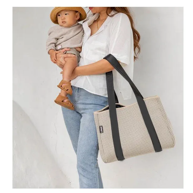 Large Cap8gbty Soft-touch Tote Bag Beauty Neoprene Bags Women Handbags Tote 3mm Embossed], Silk Screen Accept Sample All Seasons