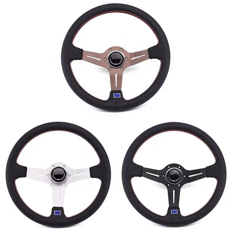 14-inch genuine leather racing steering wheel by Sendtro Products