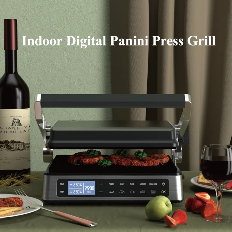 Hot Sellinh Electric Contact Grill NonStick Toaster Waffle Sandwich Press Maker Smokeless 4-slice Portable Indoor Digital Grill